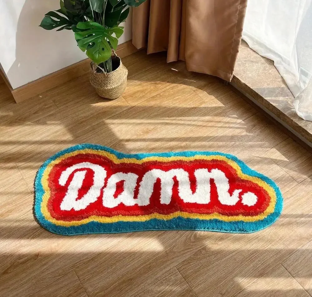 Tufted Area Rug Handmade Rainbow Fluffy Funny Novelty Bedroom Bathroom Mat